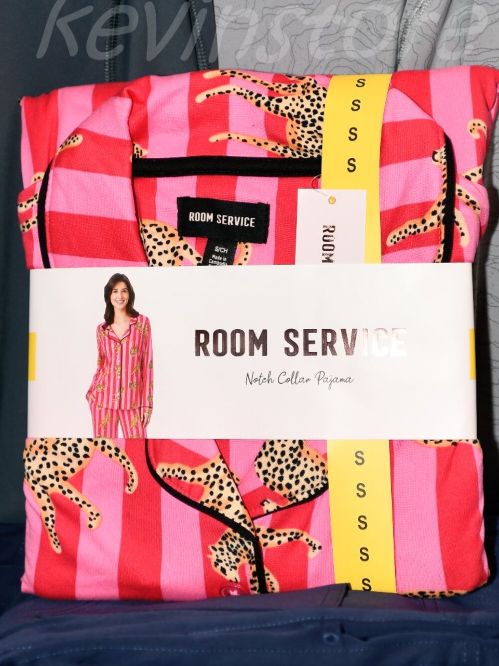 Room Service Women's Notch Collar PJ Set  Color:Pink (Jaguar Stripe) SELECT SIZE